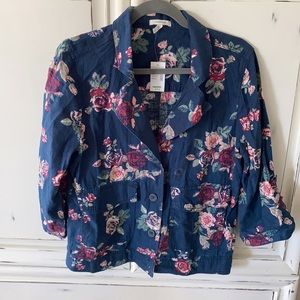 NWT Floral Linen Button Up Jacket Size Small